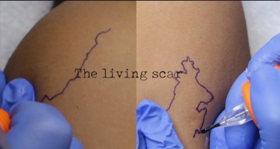 The Living Scar, performance video and text from artist diary, 2021.